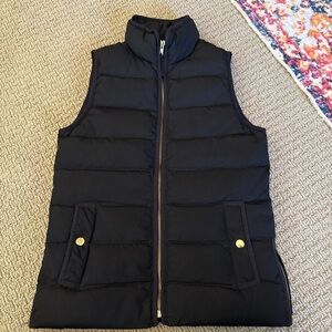 J. Crew Navy Puffer Vest with Gold Zipper